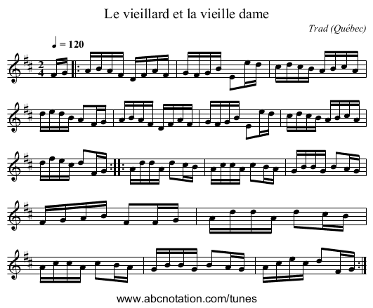 Le vieillard et la vieille dame - staff notation