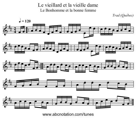 Le vieillard et la vieille dame - staff notation