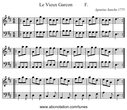 Le Vieux Garcon          F. - staff notation