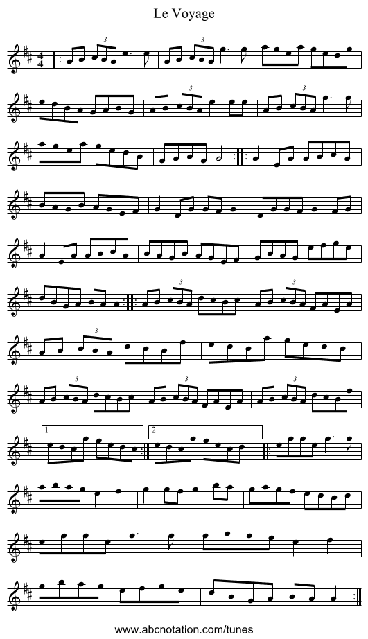 Le Voyage - staff notation