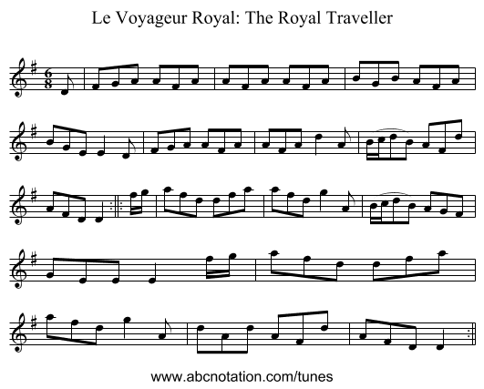 Le Voyageur Royal: The Royal Traveller - staff notation