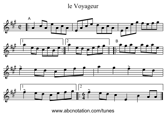 le Voyageur - staff notation