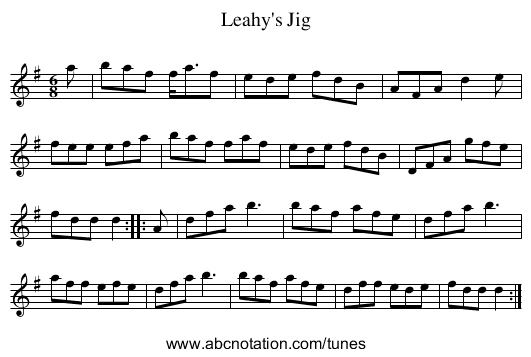 Leahy's Jig - staff notation