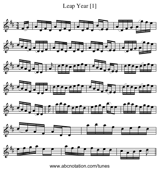 Leap Year [1] - staff notation