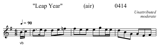 Leap Year              (air)              0414 - staff notation