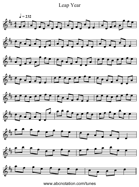 Leap Year - staff notation