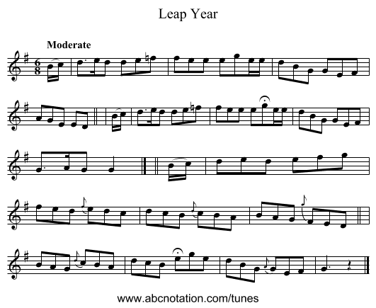 Leap Year - staff notation