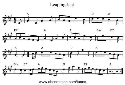 Leaping Jack - staff notation