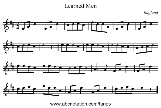 Learned Men - staff notation