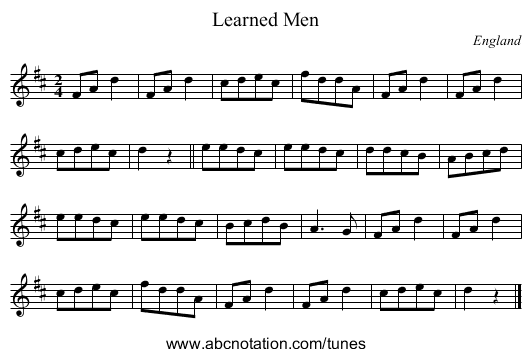 Learned Men - staff notation
