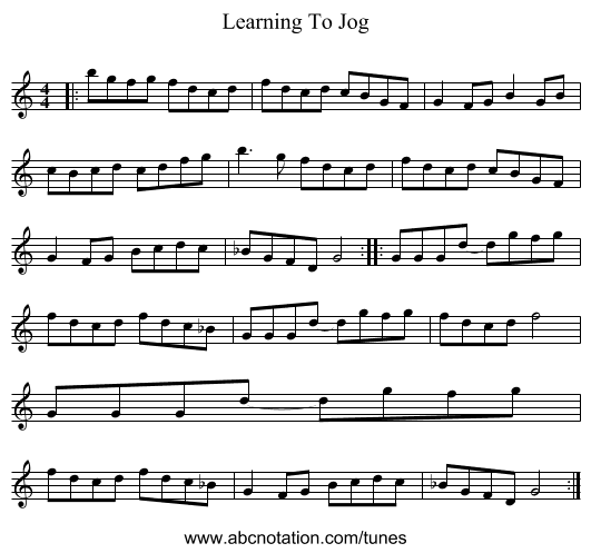 Learning To Jog - staff notation