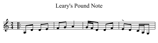 Leary's Pound Note - staff notation