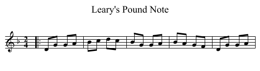 Leary's Pound Note - staff notation
