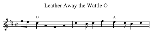 Leather Away the Wattle O - staff notation
