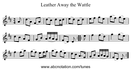 Leather Away the Wattle - staff notation