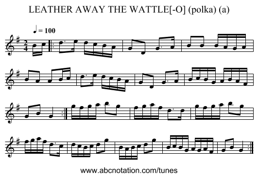 LEATHER AWAY THE WATTLE[-O] (polka) (a) - staff notation