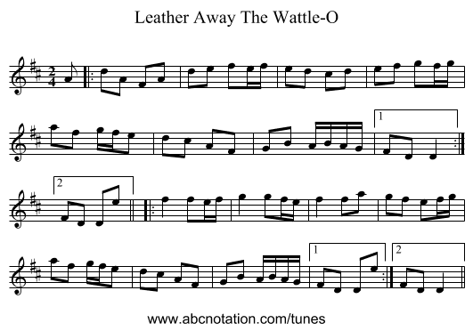 Leather Away The Wattle-O - staff notation