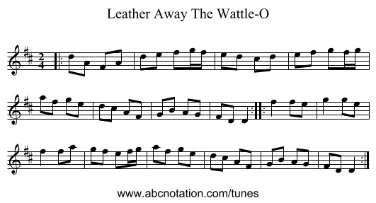 Leather Away The Wattle-O - staff notation