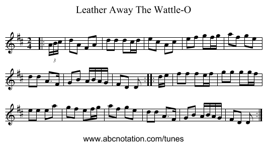 Leather Away The Wattle-O - staff notation