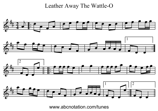 Leather Away The Wattle-O - staff notation
