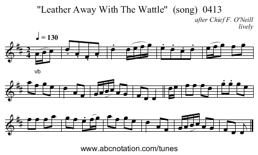 Leather Away With The Wattle  (song)  0413 - staff notation