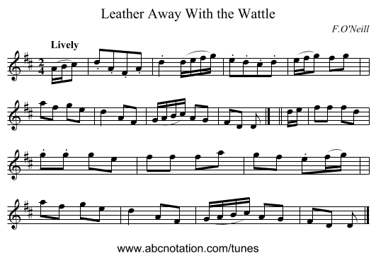 Leather Away With the Wattle - staff notation