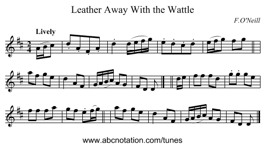 Leather Away With the Wattle - staff notation