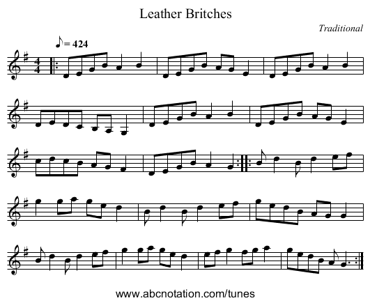 Leather Britches - staff notation