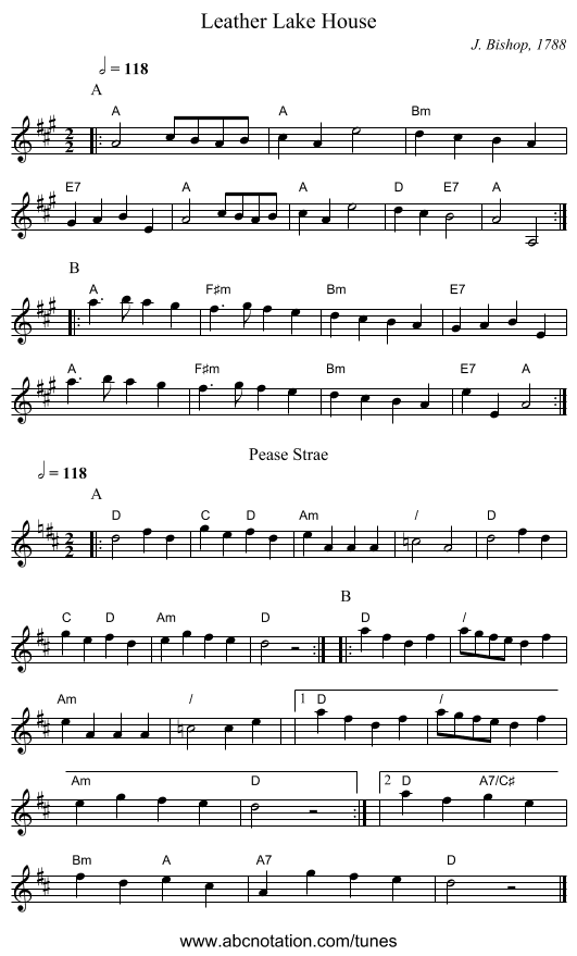 Leather Lake House - staff notation