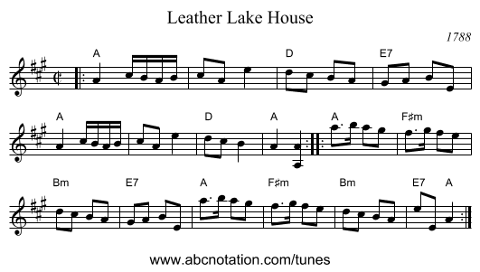 Leather Lake House - staff notation