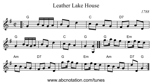 Leather Lake House - staff notation