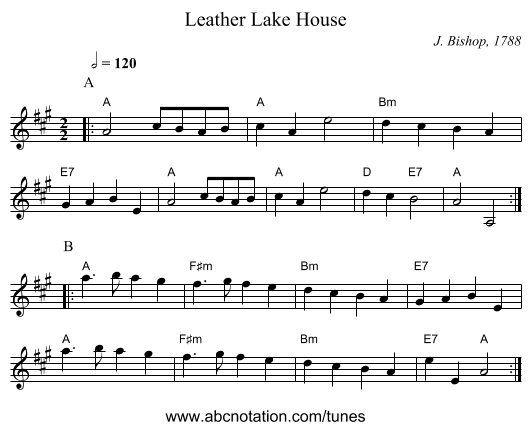 Leather Lake House - staff notation