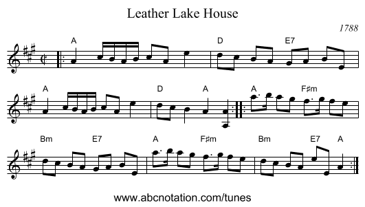 Leather Lake House - staff notation