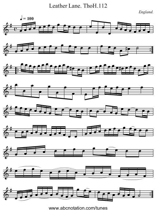 Leather Lane. ThoH.112 - staff notation