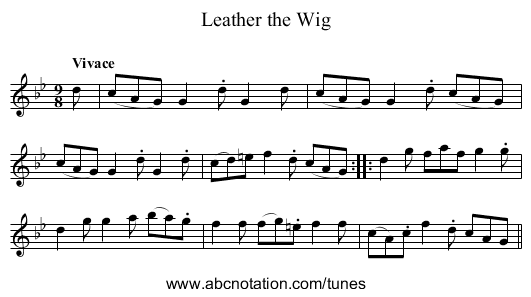 Leather the Wig - staff notation