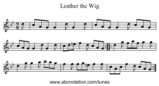 Leather the Wig - staff notation