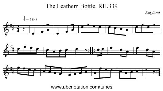 Leathern Bottle. RH.339, The - staff notation