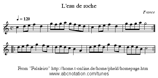 L'eau de roche - staff notation