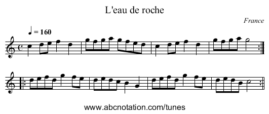 L'eau de roche - staff notation
