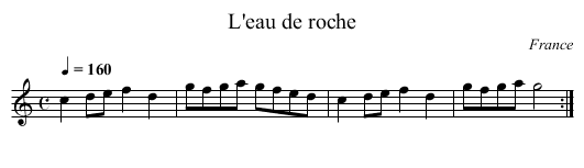L'eau de roche - staff notation