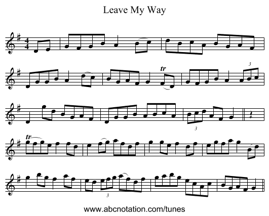Leave My Way - staff notation