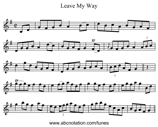 Leave My Way - staff notation