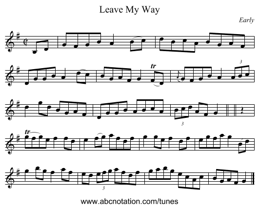 Leave My Way - staff notation