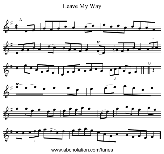 Leave My Way - staff notation