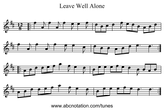 Leave Well Alone - staff notation