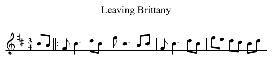 Leaving Brittany - staff notation