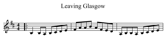 Leaving Glasgow - staff notation