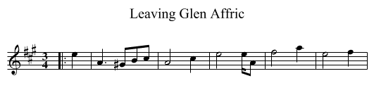 Leaving Glen Affric - staff notation