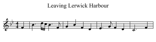 Leaving Lerwick Harbour - staff notation