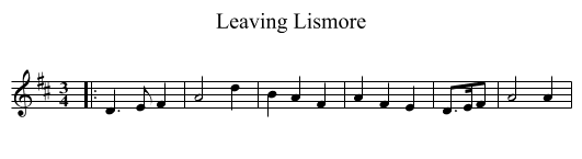 Leaving Lismore - staff notation